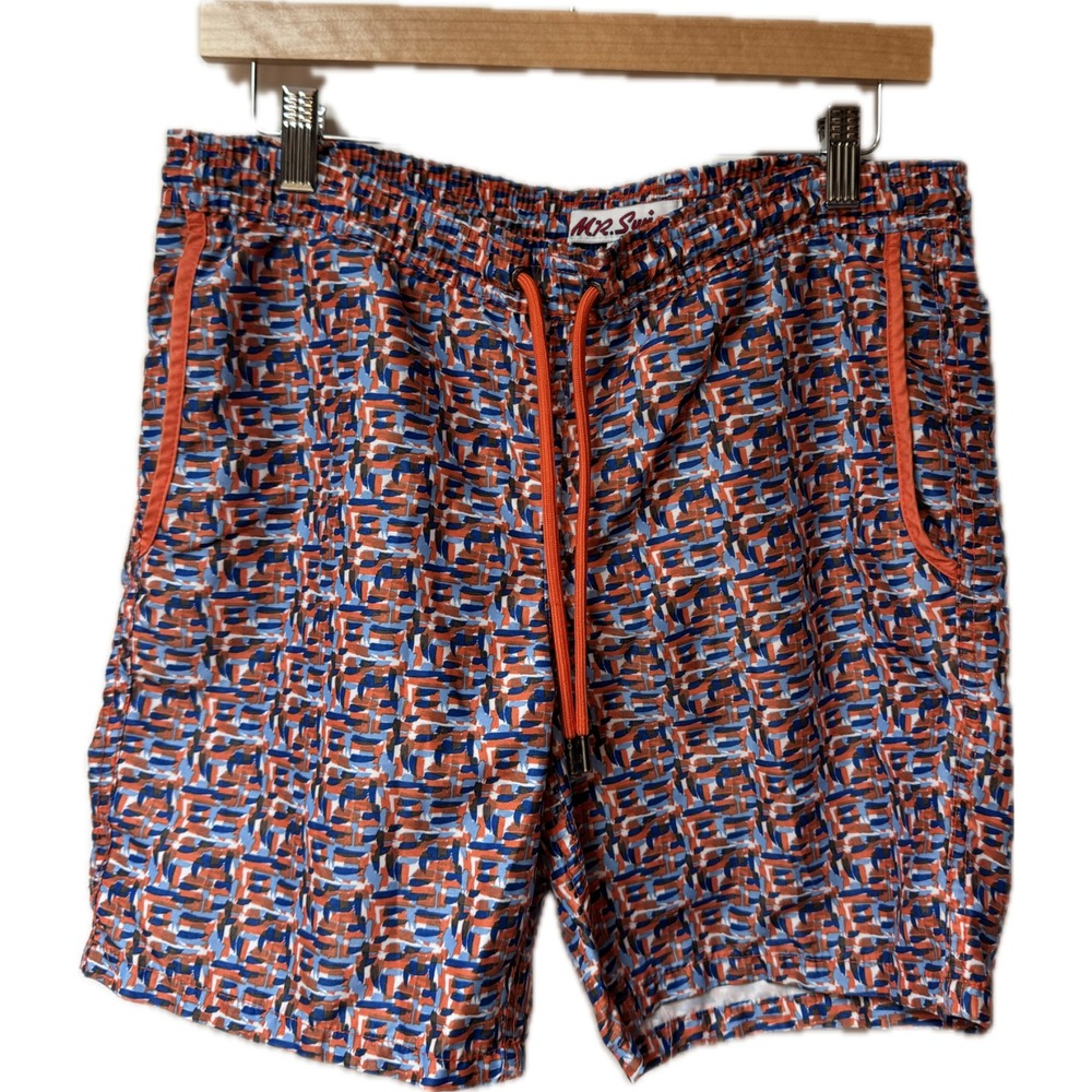 Mr. Swim Men's Swim‎ Shorts Trunks Blue and Orange Vacation Pool Sz Small